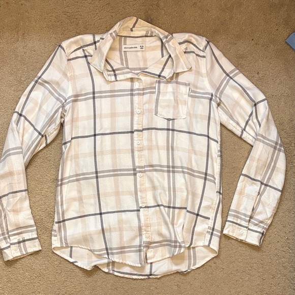 abercrombie kids Other - abercrombie kids Cream and Gray Plaid Button-Down Shirt